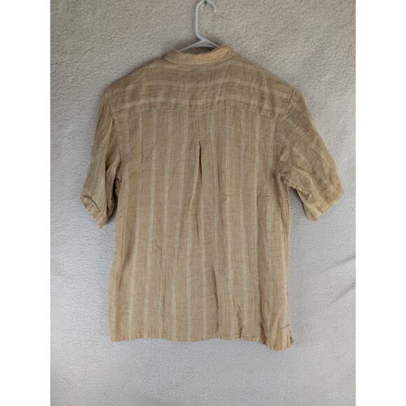 Bruno Shirt Mens XL Washable Linen Yellow Button Up Short Sleeve Pocket - Picture 2 of 16